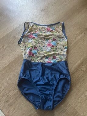 Suffolk Floral Tank Leotard with Navy Bottoms Size small